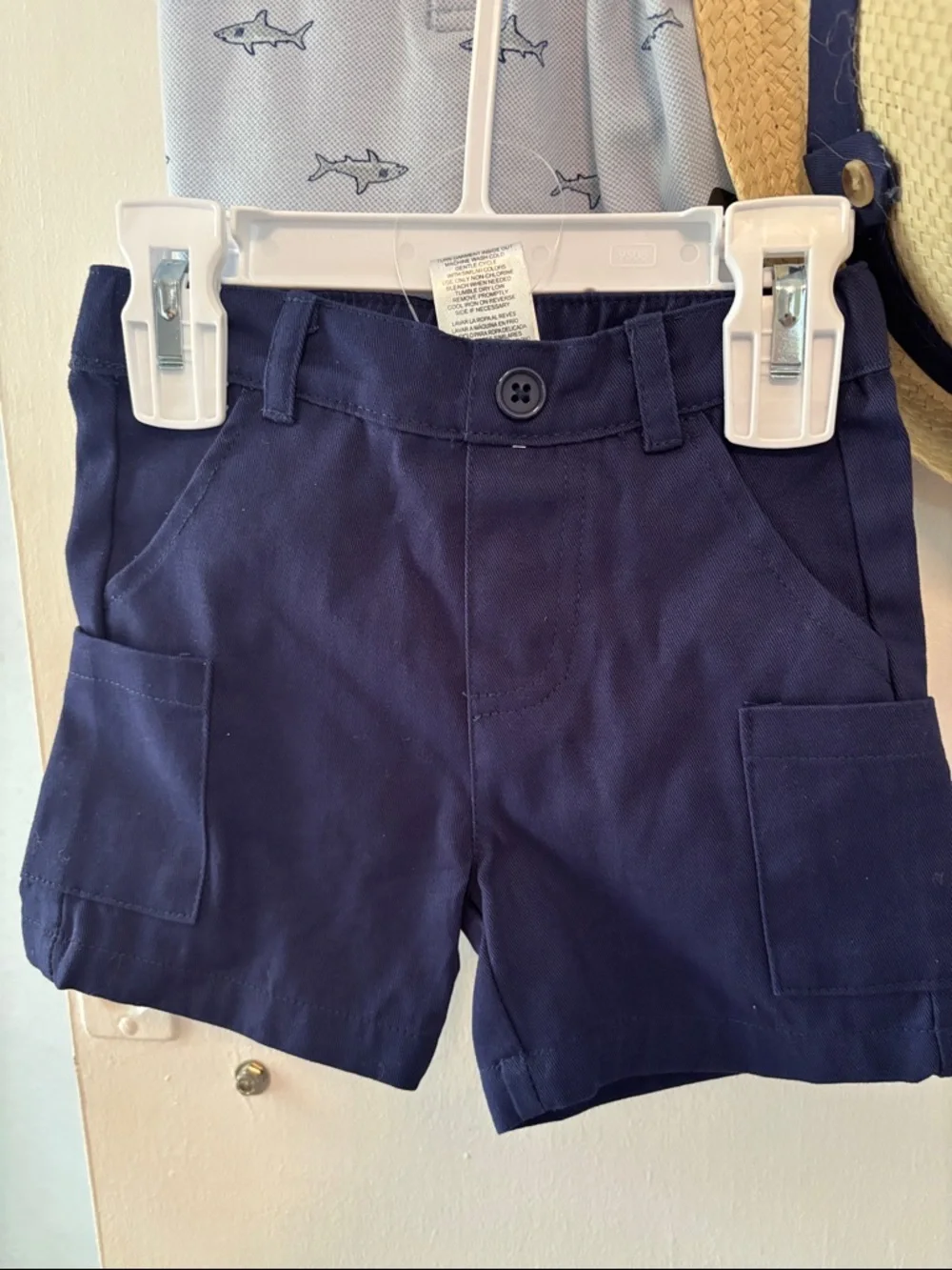 Perry Ellis Light Blue Shark Polo with Navy Shorts